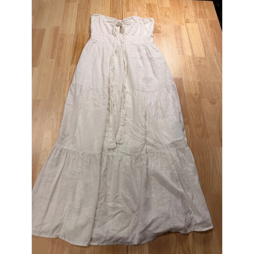 Abercrombie & Fitch White Linen Blend Halter Cutout Tiered Maxi Dress Women's M - Picture 2 of 6